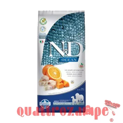 Farmina N/D Grain Free Ocean Pumpkin Medium Maxi Adult 12 kg Merluzzo Arancia Zucca