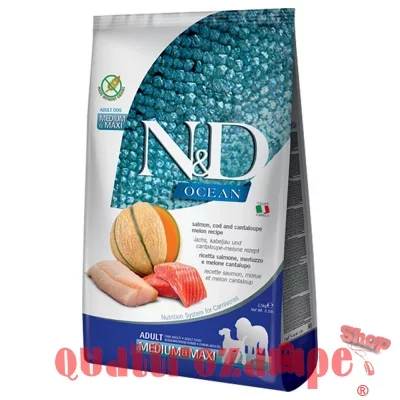 Farmina N/D Ocean Medium Maxi Adult Salmone Merluzzo e Melone Cantalupo 12 kg