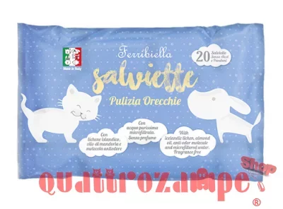 Ferribiella 20 Salviette Detergenti Per La Pulizia Orecchie Cani e Gatti