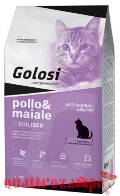 Golosi Cat Sterilised Hairball Low Fat Pollo Maiale 7,5 kg Crocchette Per Gatti