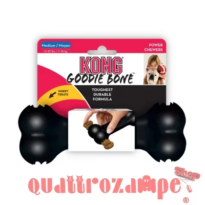 Kong Extreme Goodie Bone Medium Nero Osso Porta Snack Extra Resistente