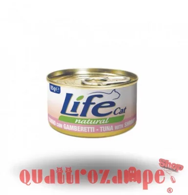 Life Cat Natural Tonno Con Gamberetti 85 gr Scatoletta Gatti