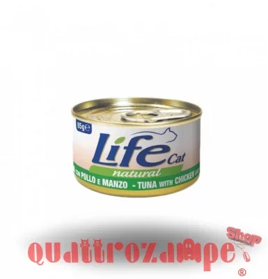 Life Cat Natural Tonno Pollo e Manzo 85 gr Scatoletta Gatti