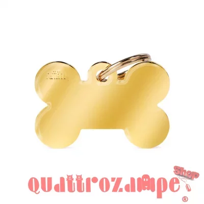My Family Medaglietta Incisa Osso Grande in Ottone Cromato Dorato