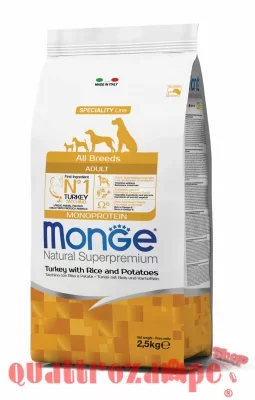 Monge Superpremium All Breeds Adult Monoproteico Tacchino Riso 12 kg DANNEGGIATO