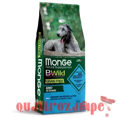 Monge Bwild Grain Free All Breeds Acciughe Patate Piselli 12 kg Per Cani