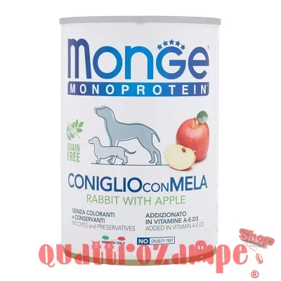 Monge Coniglio e Mela Monoproteico 400 gr Umido per Cani