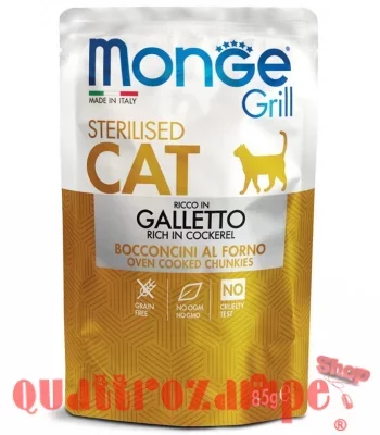 Monge Grill Sterilised Bocconcini Galletto 85 gr Bustina Per Gatti