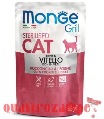 Monge Grill Sterilised Bocconcini Vitello 85 gr Bustina Per Gatti