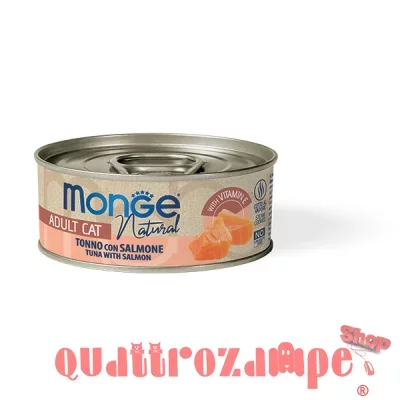 Monge Cat Natural Superpremium Tonno a Pinne Gialle con Salmone 80 gr Scatoletta Gatti