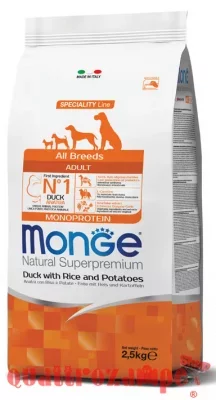 Monge Superpremium All Breeds Adult Anatra Riso Patate 12 kg Cane