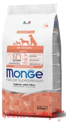 Monge Superpremium Adult All breed Salmone e Riso 2,5 kg Cane