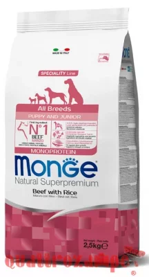 Monge Superpremium All Breeds Puppy Manzo e Riso 2,5 kg Cane