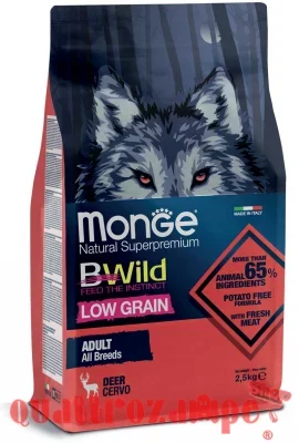 Monge Bwild Low Grain Adult All Breed Cervo 2,5 Kg Per Cani