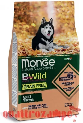 Monge Bwild Grain Free Adult All Breed Salmone e Piselli 2,5 Kg Per Cani