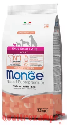 Monge SuperPremium Extra Small Adult Salmone 2,5 Kg Per Cane