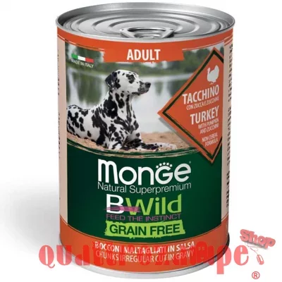 Monge Bwild Grain Free Adult Tacchino In Salsa 400 gr Umido per Cani