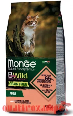 Monge Bwild Grain Free Adult Salmone Piselli 1,5 kg Per Gatti
