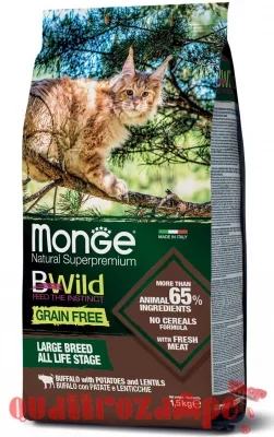 Monge Bwild Grain Free Adult Large Breed All Life Stage Bufalo Patate 1,5 kg Per Gatti