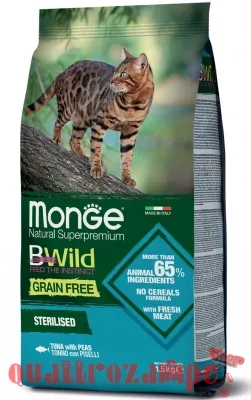 Monge Bwild Grain Free Adult Sterilised Tonno Piselli 1,5 kg Per Gatti