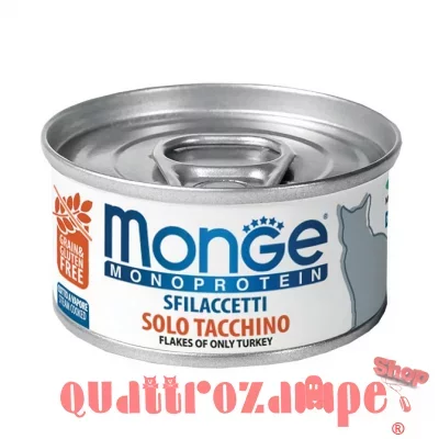 Monge Monoproteico Sfilaccetti Solo Tacchino 80 gr Lattina Per Gatti