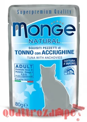 Monge Natural Superpremium 80 gr Tonno Con Alici Bustina Per Gatti