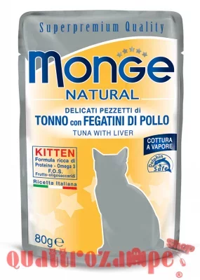 Monge Natural Superpremium 80 gr Kitten Tonno Con Fegatini Di Pollo Bustina Per Gattini