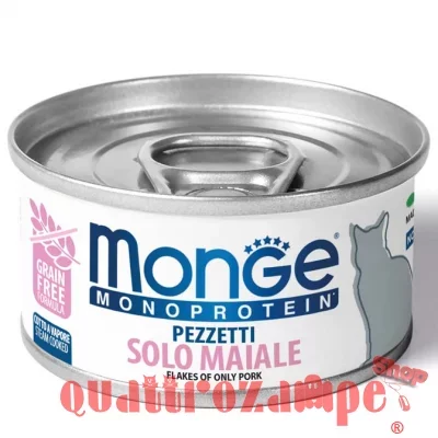 Monge Monoproteico Sfilaccetti Solo Maiale 80 gr Lattina Per Gatti
