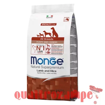 Monge Superpremium All Breeds Puppy Agnello e Riso 2,5 Kg Cane