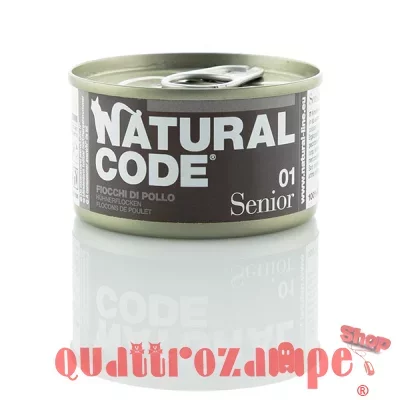Natural Code Senior 01 Fiocchi di Pollo e Riso 85 gr Per Gatti