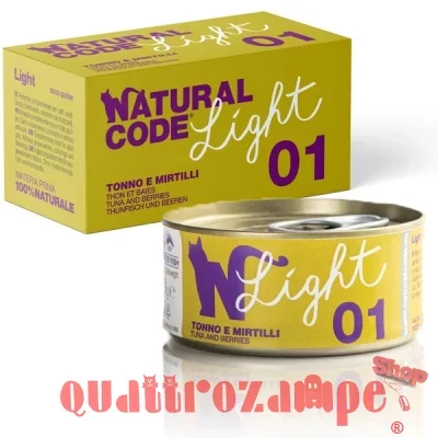 Natural Code Light 01 Tonno e Mirtilli 70 gr Per Gatti