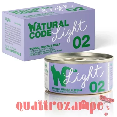 Natural Code Light 02 Tonno Orata e Mela 70 gr Per Gatti