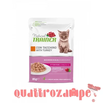 Natural Trainer Kitten Young Cat Tacchino Bocconcini 85 gr Busta