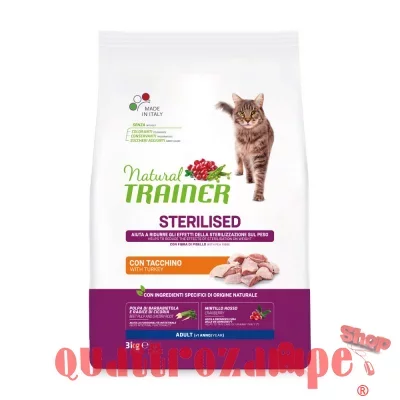 Natural Trainer Sterilised Tacchino 3 kg Gatto