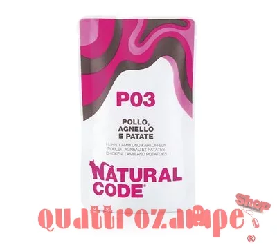 Natural Code P03 Pollo Agnello e Patate 70 Gr Per Gatti