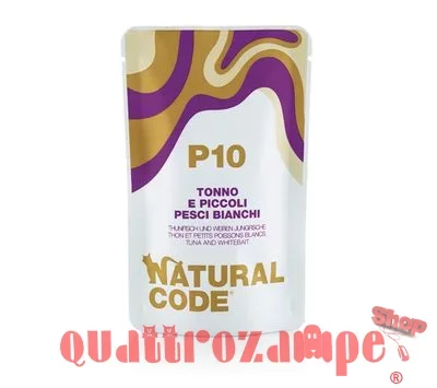 Natural Code P10 Tonno e Piccoli Pesci Bianchi 70 Gr Per Gatti