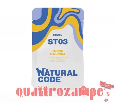 Natural Code ST03 Sterilised Tonno e Quinoa 70 Gr Bustina Per Gatti