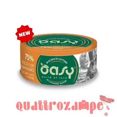 Oasy More Love Pollo Formaggio Lattina 70 gr Per Gatti