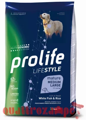 Prolife Dog Life Style Medium Large Mature White Fish e Rise 12 kg Senior (Pesce Bianco e Riso)