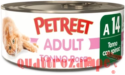 Petreet 70 gr Tonno Rosa con Spinaci A14 Scatolette Per Gatti