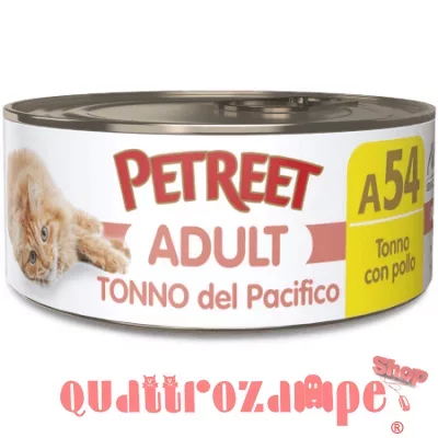 Petreet Tonno Del Pacifico con Pollo 70 gr a54 Scatoletta Umido Gatto
