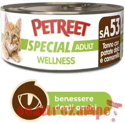 Petreet Special Wellness Tonno Patate Dolci Camomilla 70 gr sA53 Lattina Umido Gatto