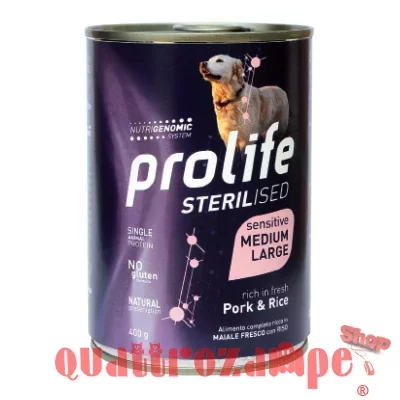 Prolife Dog Medium Large Sterilised Sensitive Maiale e Riso 400 gr Umido Per Cani