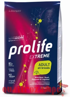 Prolife Dog Extreme Adult Cinghiale Quaglia Fagiano Legumi 10 kg