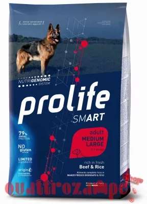 Prolife Dog Smart Medium Large Adult Manzo e Riso 12 kg (Beef)