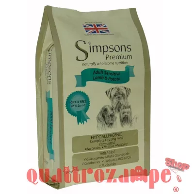 Simpsons Premium Adult Sensitive Agnello e Patate 2 kg Cane