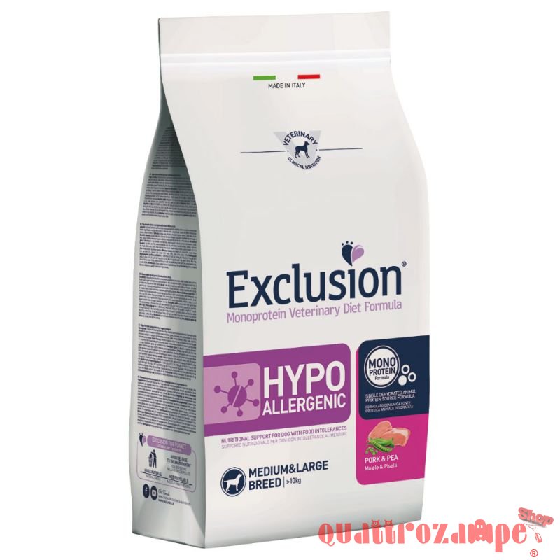 Exclusion Diet Hypoallergenic Medium Large Maiale e Piselli Per Cane