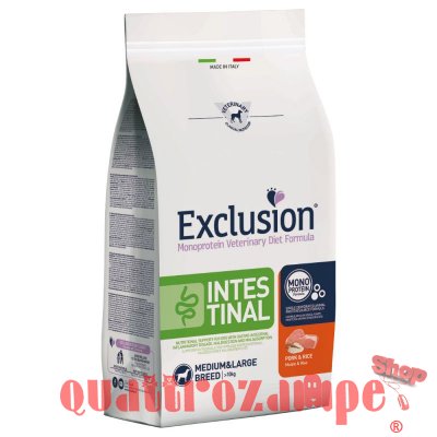 Exclusion Diet Intestinal Adult Medium Large Pork & Rice Maiale e Riso Per Cane