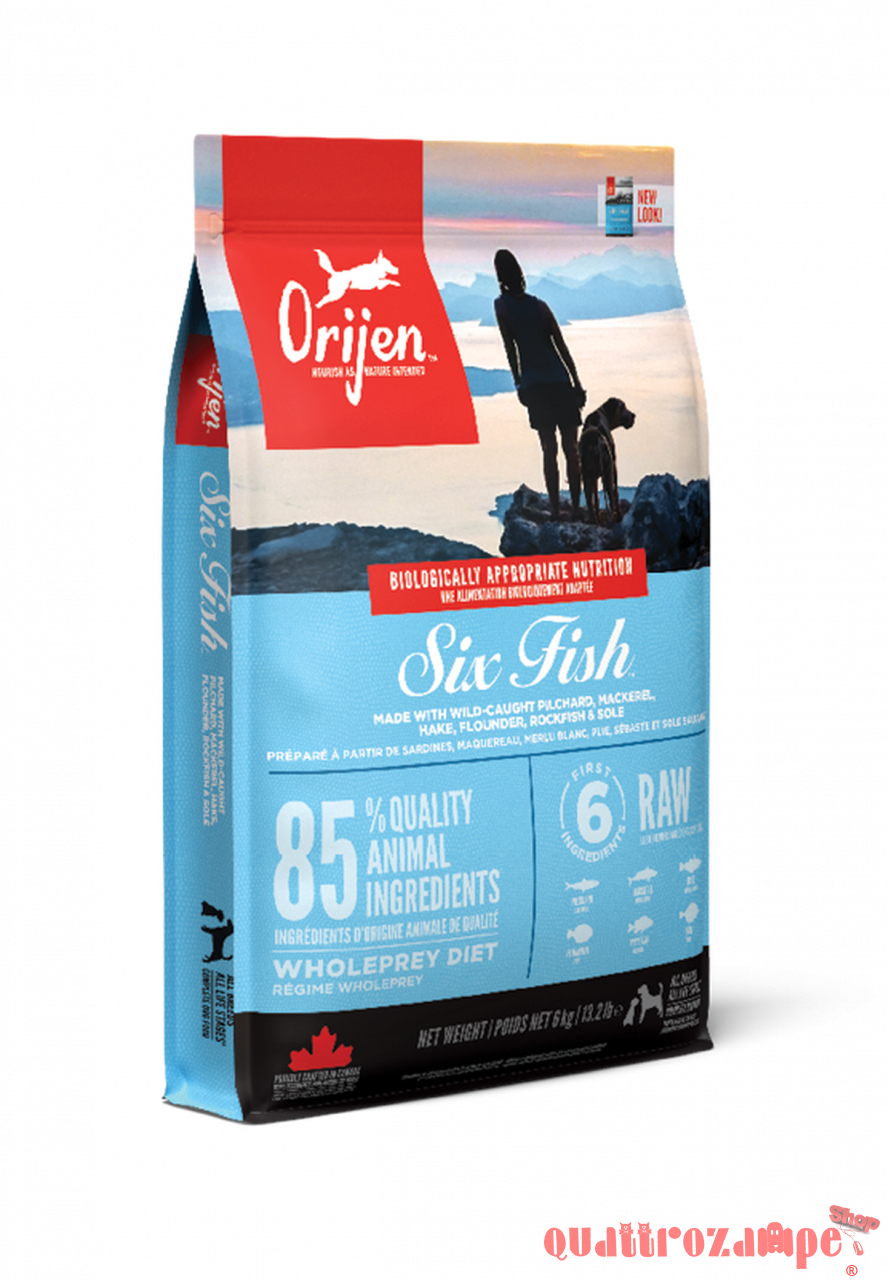Orijen Six Fish Adult Dog Al Pesce Per Cane Adulto Tutte le Taglie
