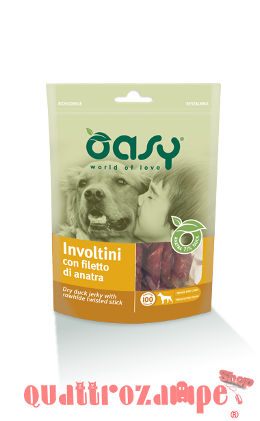 Oasy Snack Involtini con Filetto di Anatra 100 g per Cani